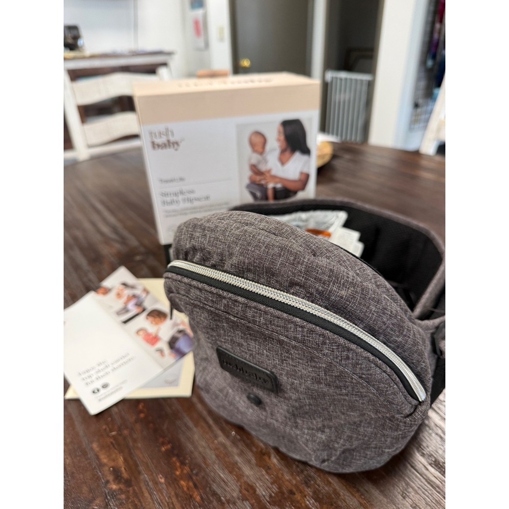 Tushbaby Travel Lite Strapless Baby Hipseat Carrier Charcoal Ergonomic 8-45 lbs